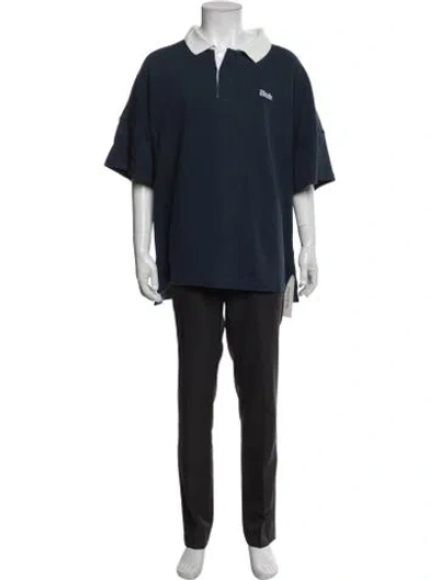 Pre-owned Rhude Collar Short Sleeve Polo Shirt W/ Tags In Blue