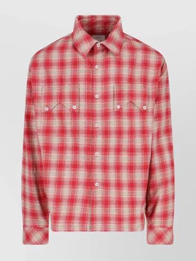 Rhude Collared Shirt With Functional Pockets In Red