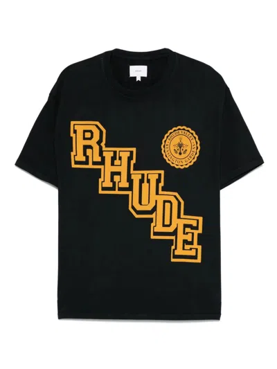 Rhude Collegiate Crest T Shirt In Animal Print