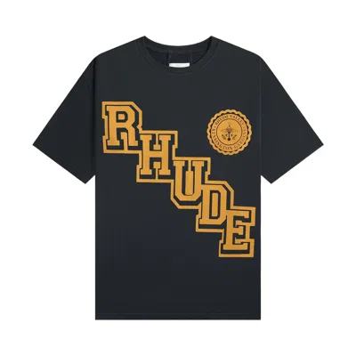 Pre-owned Rhude Collegiate Crest Tee 'vintage Black' | Men's Size M