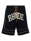 Rhude Collegiate Logo-print Mesh Shorts In Black