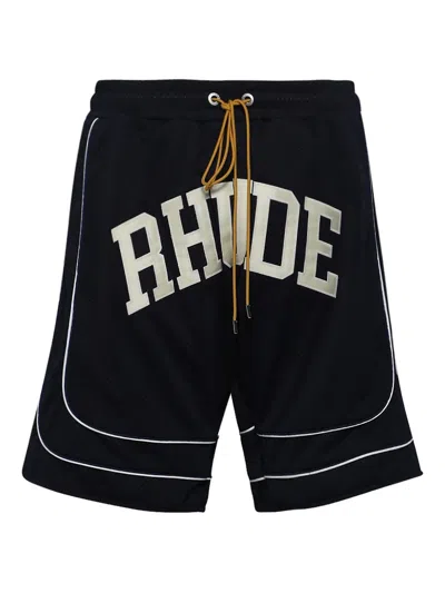 RHUDE COLLEGIATE LOGO-PRINT MESH SHORTS
