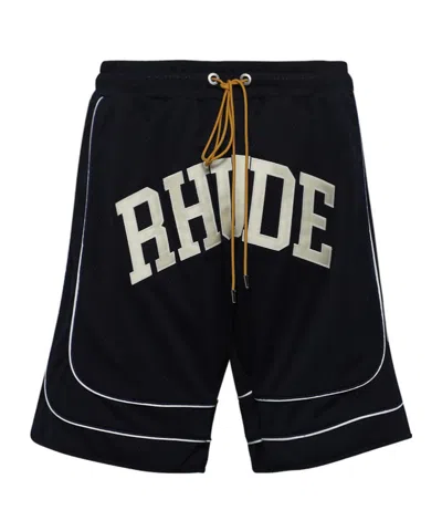RHUDE COLLEGIATE LOGO-PRINT MESH SHORTS