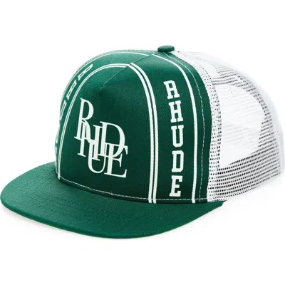 Rhude Collegiate Scramble Trucker Hat In Green