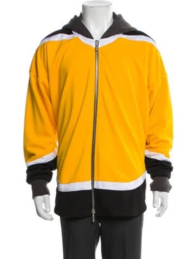 Pre-owned Rhude Colorblock Pattern Bomber Jacket In Yellow