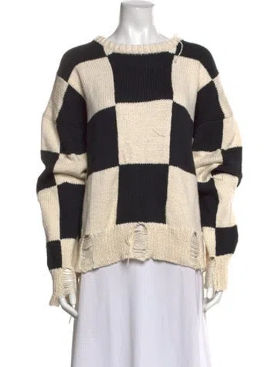 Pre-owned Rhude Colorblock Pattern Crew Neck Sweater W/ Tags In Neutral