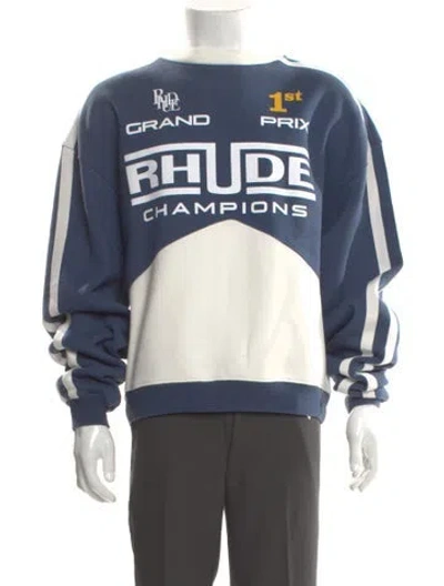 Pre-owned Rhude Colorblock Pattern Crew Neck Sweatshirt In Blue