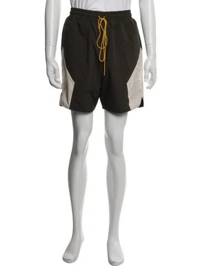 Pre-owned Rhude Colorblock Pattern Jogger Shorts In Green
