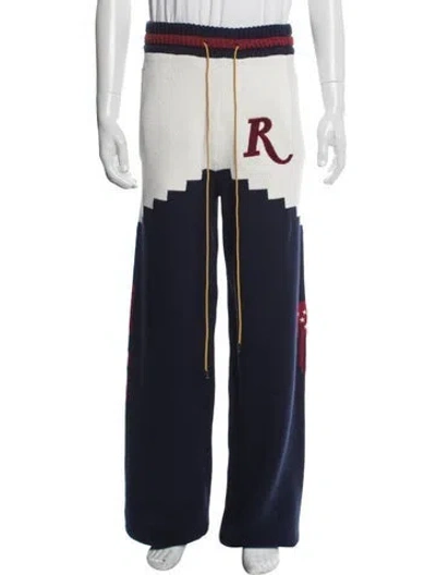 Pre-owned Rhude Colorblock Pattern Joggers In Blue