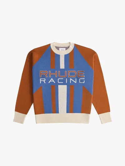 Rhude Color-blocked Wool-cashmere Blend Sweater In Brown