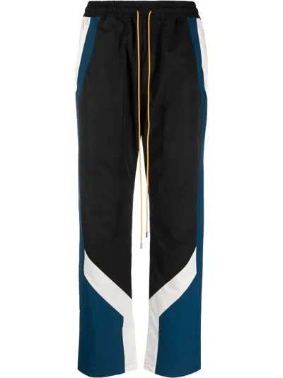 Rhude Color-blocked Nylon Jogger Pants With Drawstring In Multi