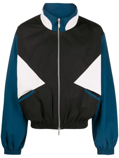 Rhude Colour-block Zip-up Sports Jacket In Black