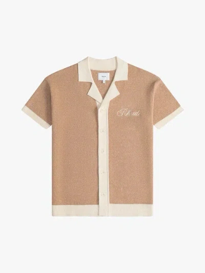 Pre-owned Rhude Contrast Knit Button-up Polo In White