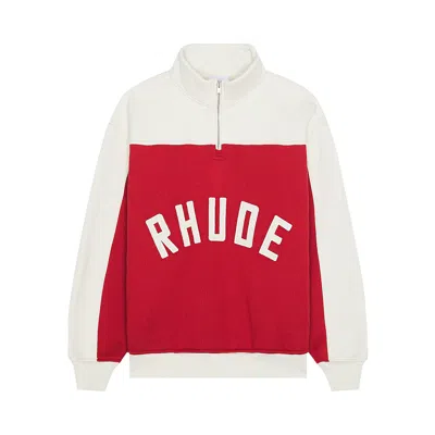 Pre-owned Rhude Contrast Quarter Zip Varsity 'red/cream' | Men's Size Xxl