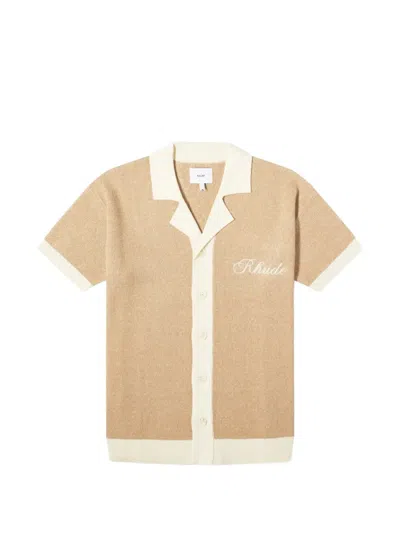 Rhude Contrast-trim Knitted Shirt In Neutral