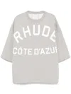 Rhude Round Neck Short Sleeve T-shirt In 灰色
