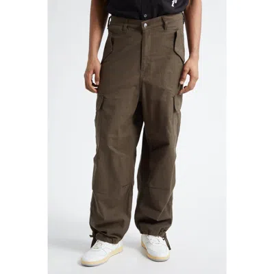 Rhude Cotton & Linen Parachute Cargo Pants In Brown