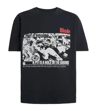 Rhude Cotton Champions Du Monde T-shirt In Black