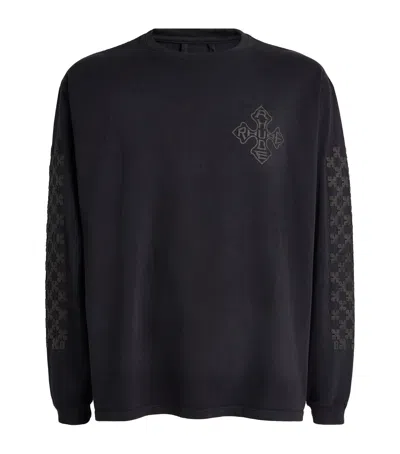 Rhude Cotton Cross Long-sleeve T-shirt In Black