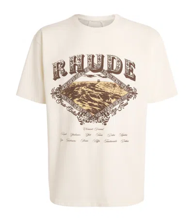 Rhude Cotton Dakar Print T-shirt In White