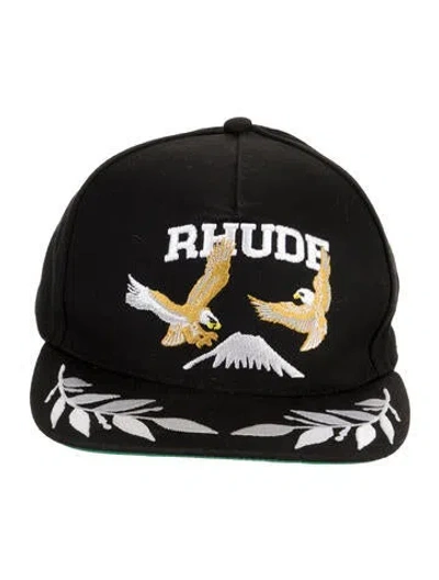 Pre-owned Rhude Cotton Embroidered Trucker Hat In Black