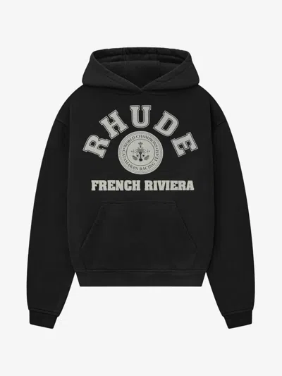 Rhude Cotton Hooded Sweatshirt In Black