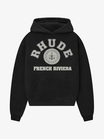 Rhude Cotton Hooded Sweatshirt In Black
