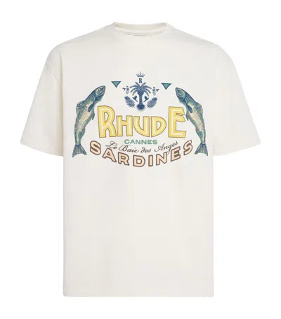 Rhude Cotton Logo Sardines T-shirt In Neutral