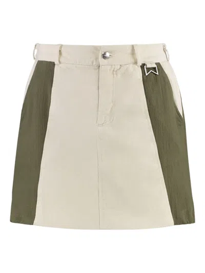 Rhude Cotton Mini Skirt In Neutrals