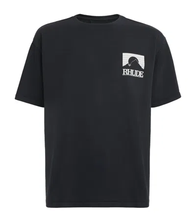 Rhude Cotton Printed Moonlight T-shirt In Black