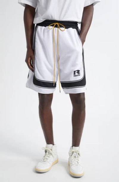 Rhude Court Baggy Mesh Basketball Shorts In White