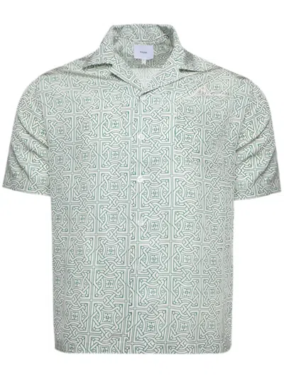 Rhude Cravat Shirt In Teal And Ivory