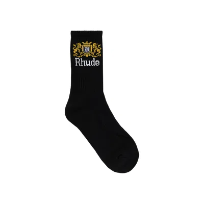 Pre-owned Rhude Crest Logo Sock 'black/white/yellow'
