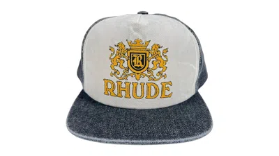 Pre-owned Rhude Cresta Denim Hat In Black/cream