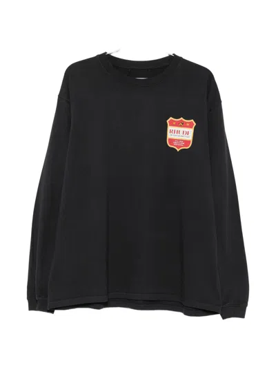 Rhude Crew Neck Long-sleeve T-shirt In Nero