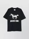 Rhude Crew Neck Short Sleeve Graphic Print T-shirt In Black