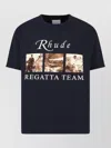 Rhude Classic Black T-shirt With Crew Neckline And Timeless Appeal In Blue