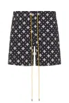 Rhude Cross Bandana Swim Short In Black & White