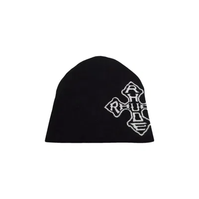 Pre-owned Rhude Cross Logo Knitted Beanie 'black' | Men's Size Onesize