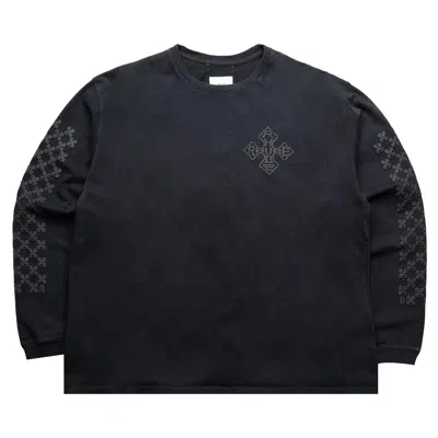 Pre-owned Rhude Cross Logo Long-sleeve Tee 'vintage Black' | Men's Size L