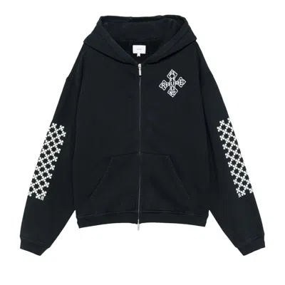 Pre-owned Rhude Cross Logo Zip Up Hoodie 'vintage Black'