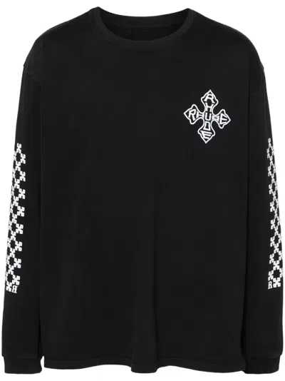 Rhude Cross Long-sleeved T-shirt Crew Neck In Black