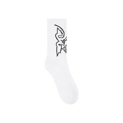 Pre-owned Rhude Cross Sock 'white/black'