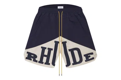 Pre-owned Rhude Cupro Yachting Shorts Navy/white