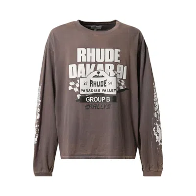Pre-owned Rhude Dakar 91 Long-sleeve Tee 'vintage Grey'