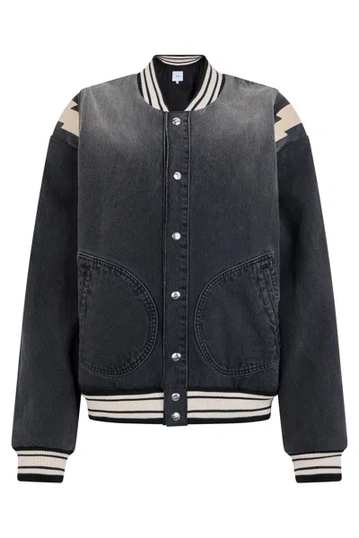 Rhude Denim Bomber Jacket In Gray