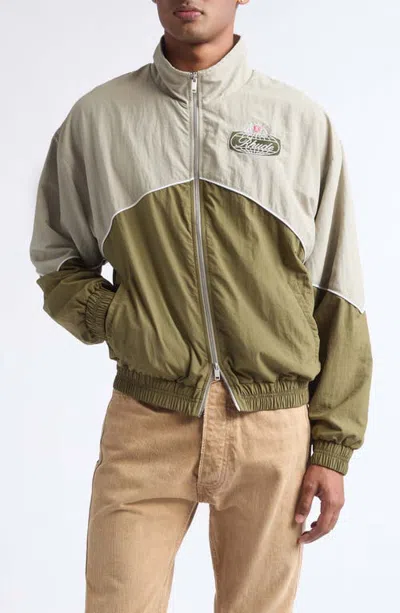 Rhude Desert Racing Embroidered Nylon Track Jacket In Green