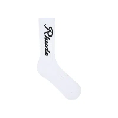 Pre-owned Rhude Destinado Script Sock 'white' | Men's Size Onesize