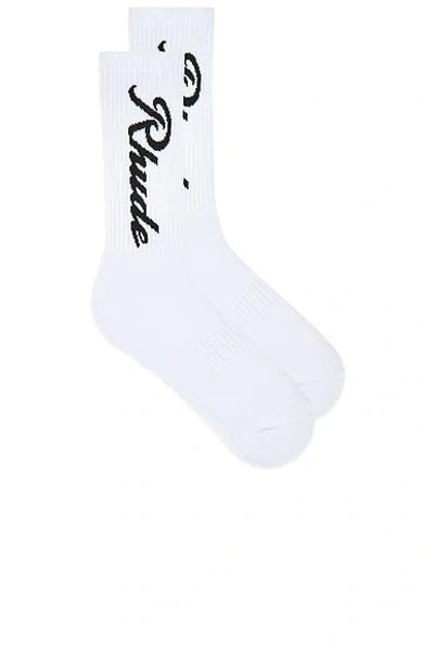Rhude Destinado Script Socks In White