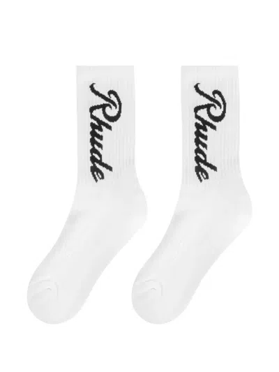 Rhude Destinado Script Socks In White